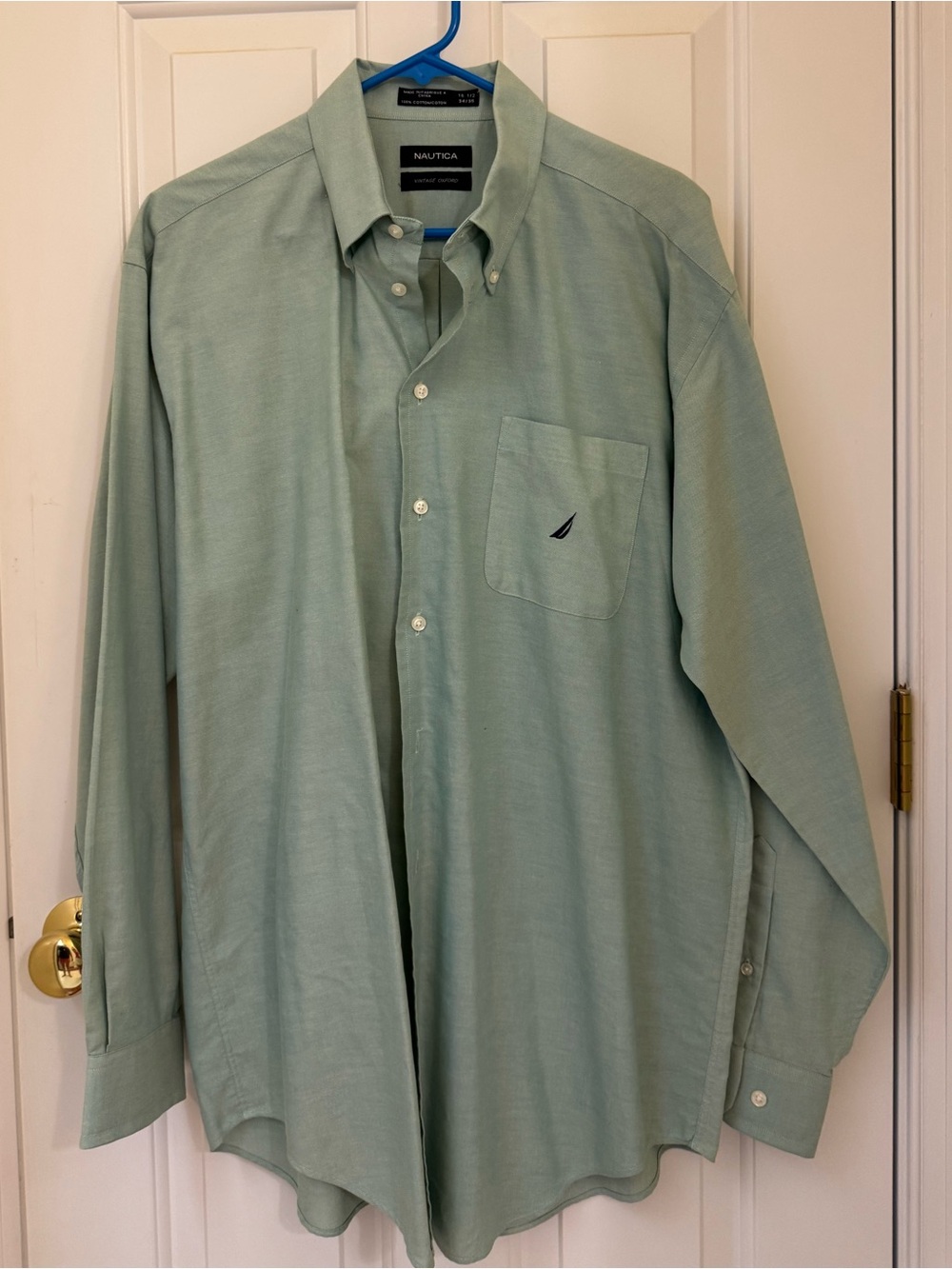Vintage Nautica Oxford Men's Long Sleeve Button-Down Shirt in Seafoam